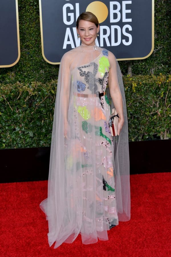 לוסי לו בעיצוב של גליה להב בטקס גלובוס הזהב 2019